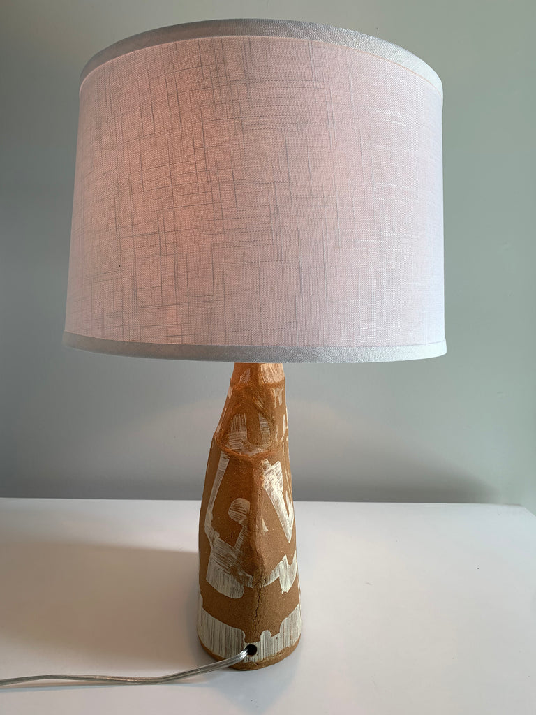 White and Red Clay Table Lamp and Shade
