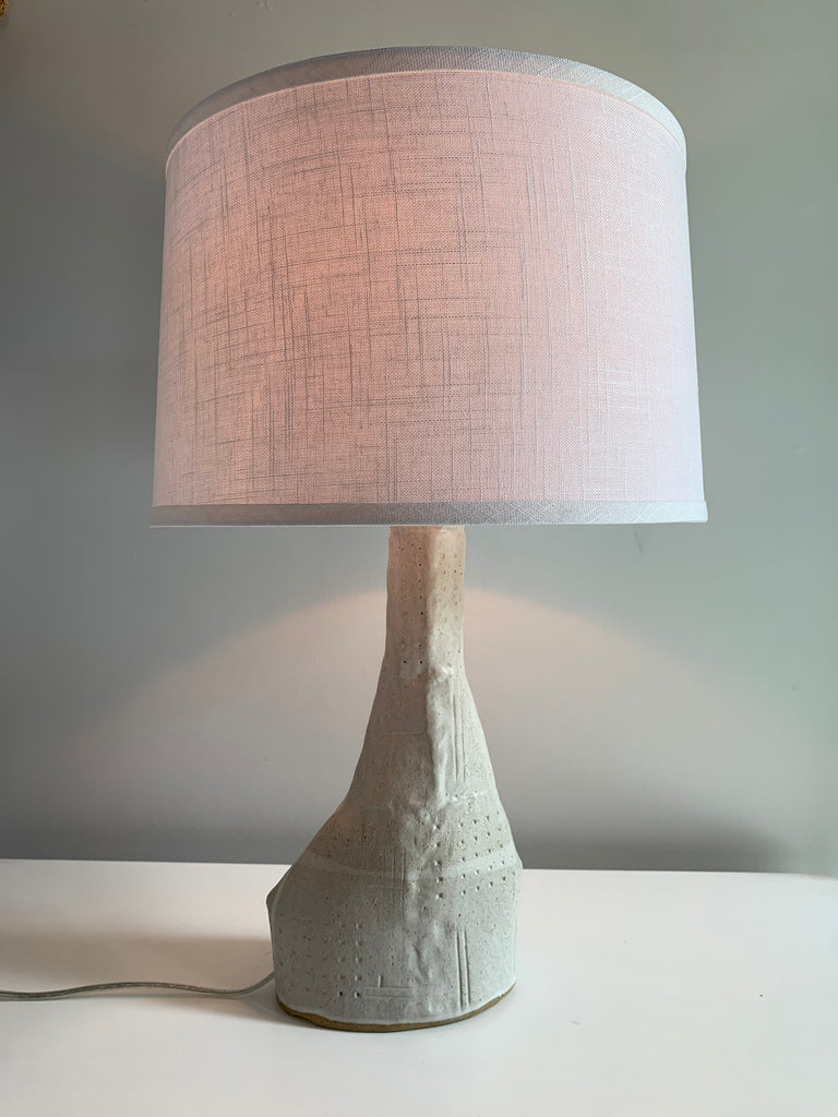 White Glazed Table Lamp and Shade