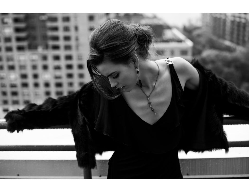 Silver Druzy & Sterling Tear Drop Necklace