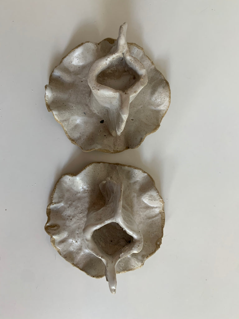 Small Pair of Rippled Candlesticks