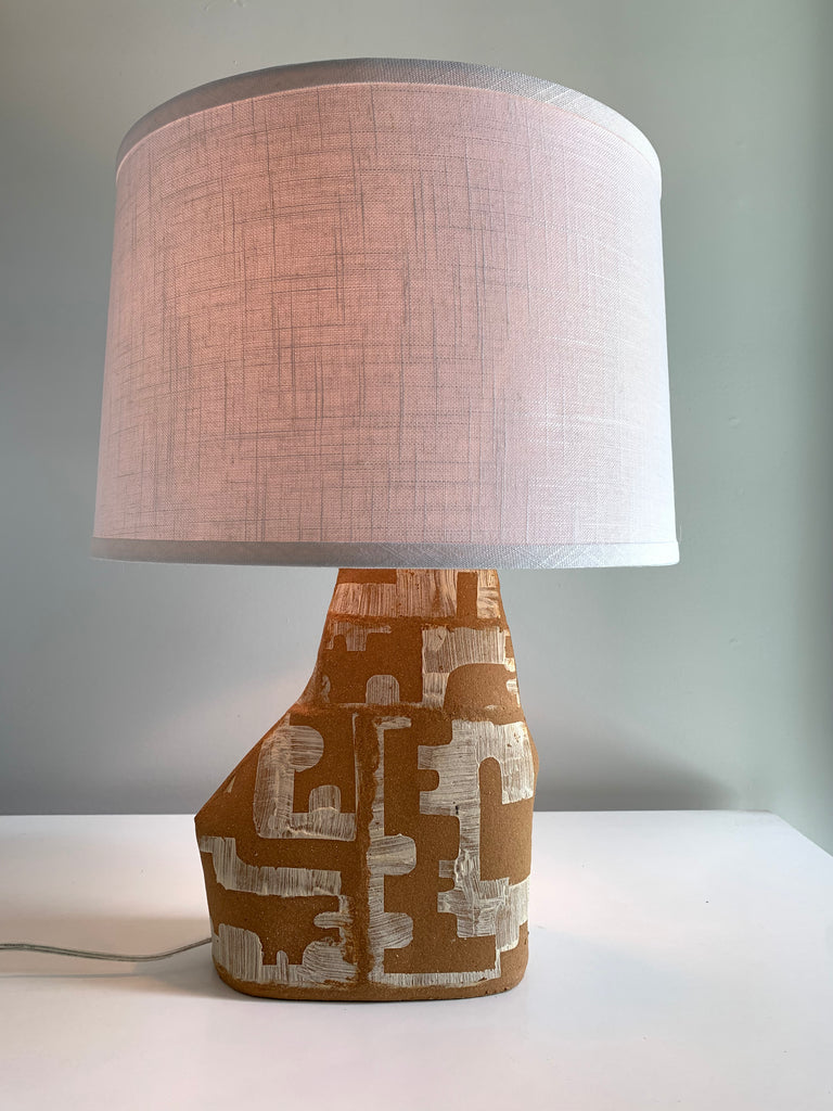 White and Red Clay Table Lamp and Shade