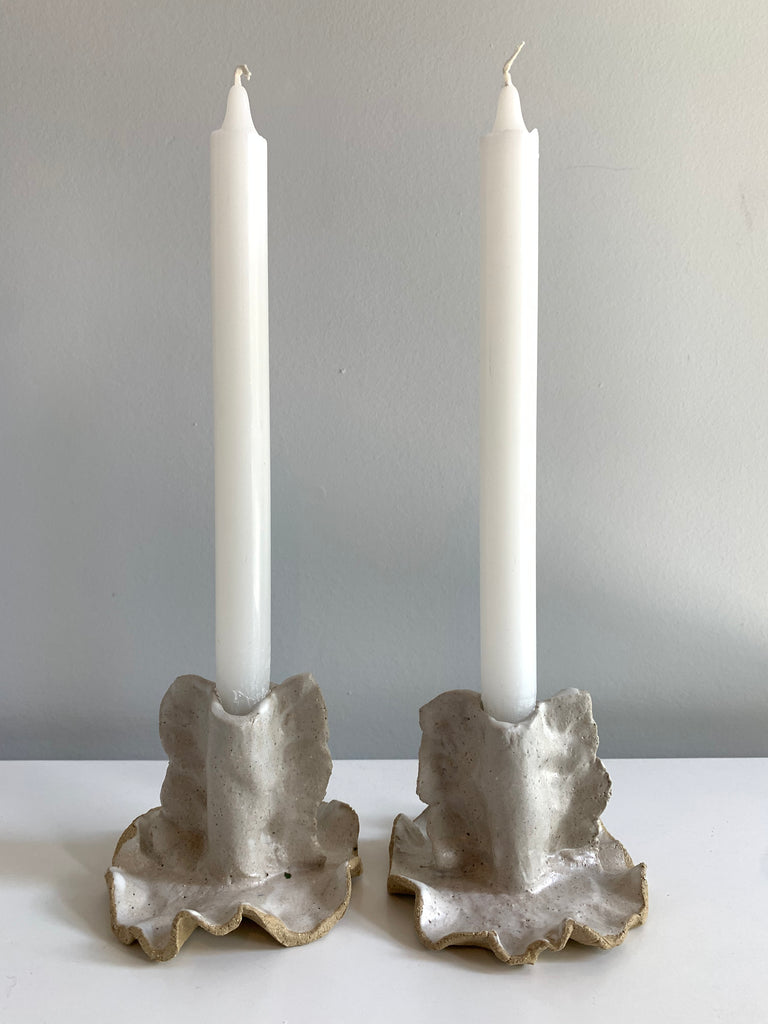 Small Pair of Rippled Candlesticks