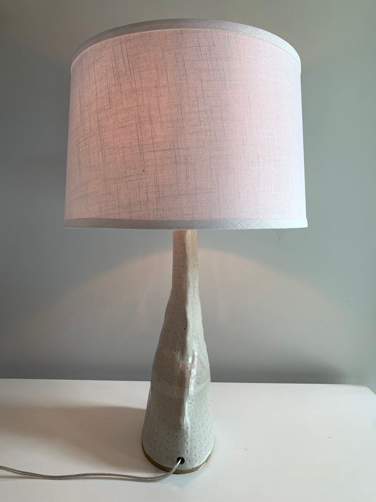White Glazed Table Lamp and Shade
