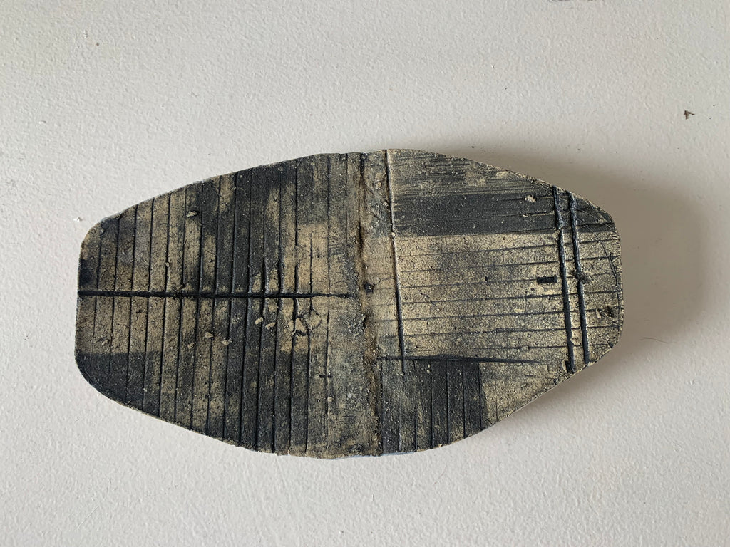 Weathered Oval Black Ceramic Tray - Small