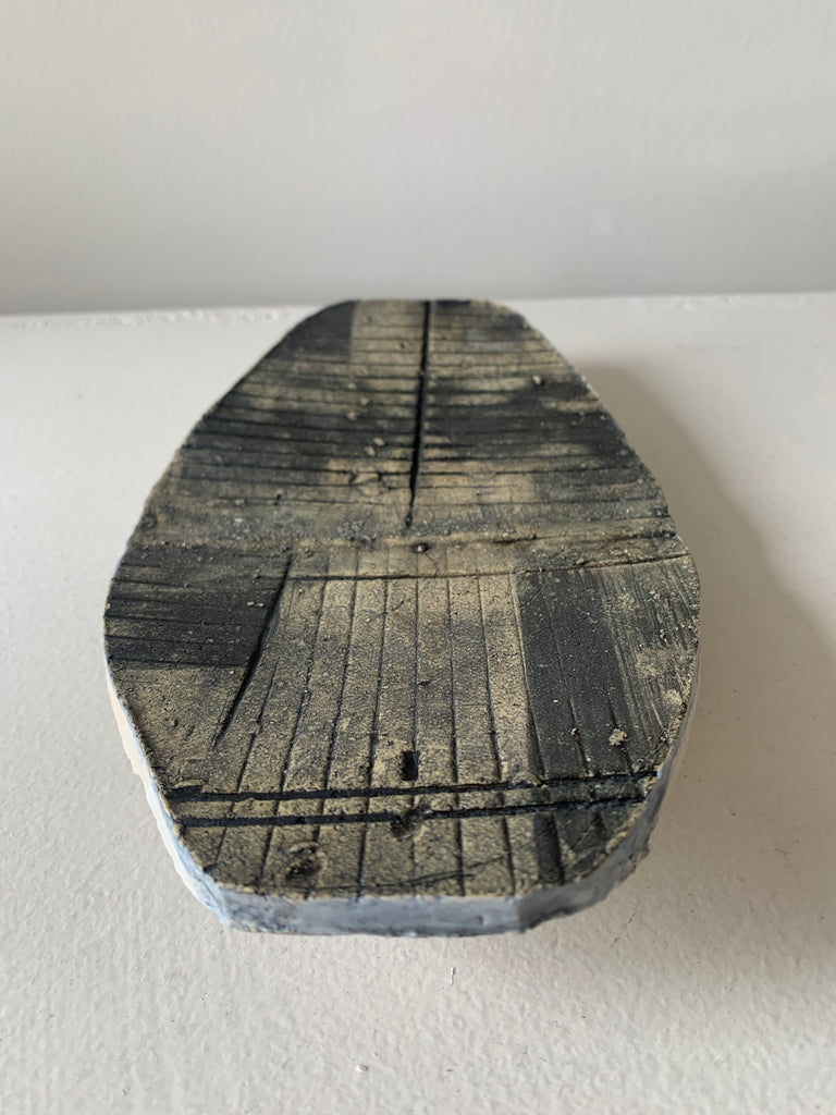 Weathered Oval Black Ceramic Tray - Small