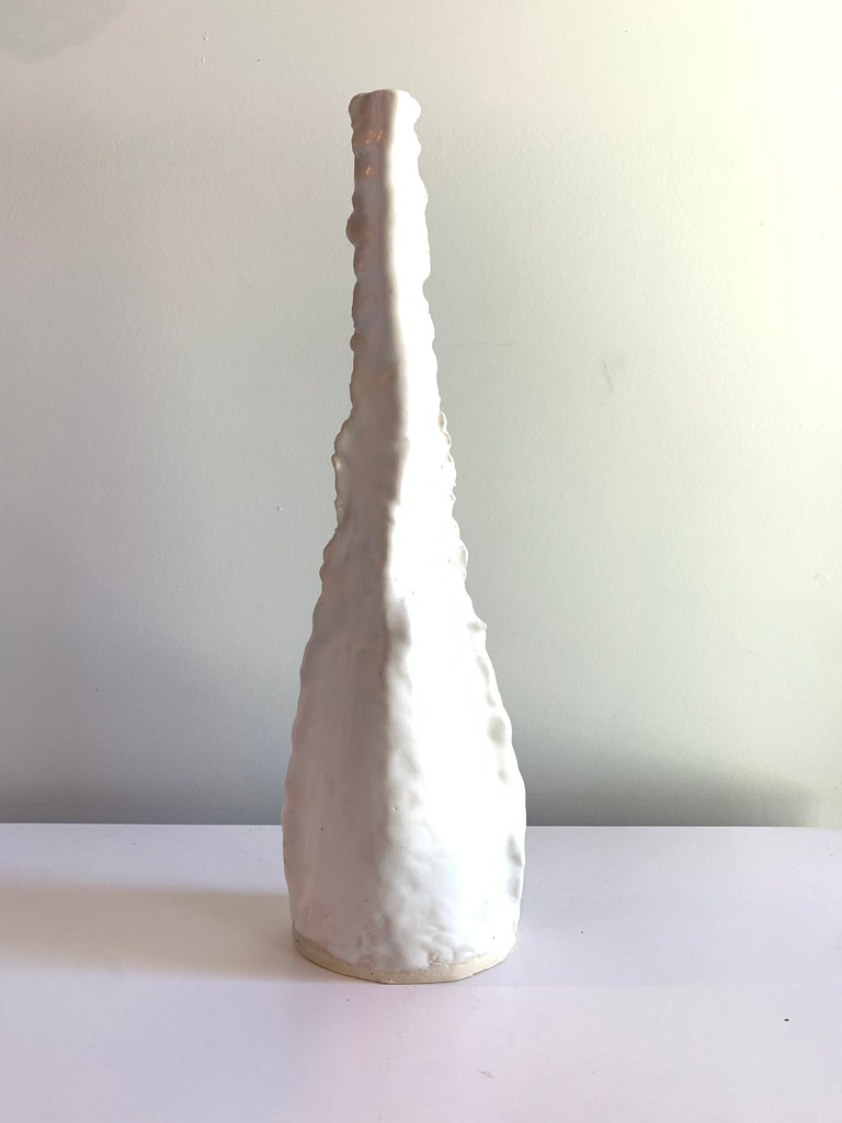 White Tall Frilly Vessel