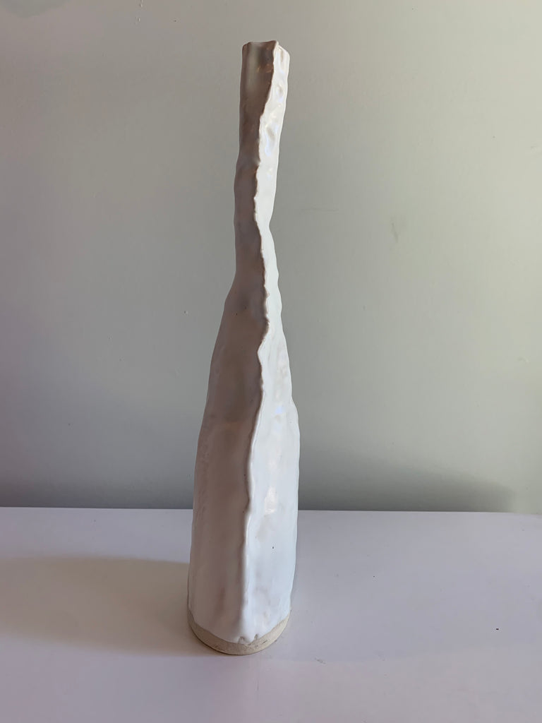 White Tall Frilly Vessel