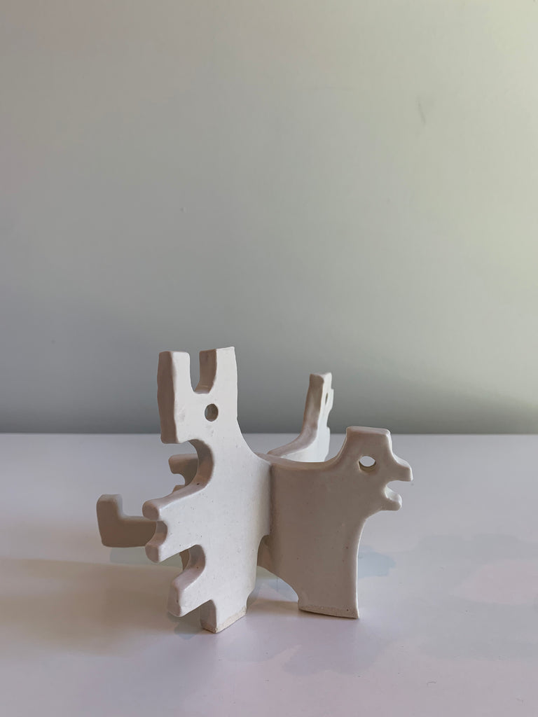 White Glazed Ceramic Abstract Sculpture
