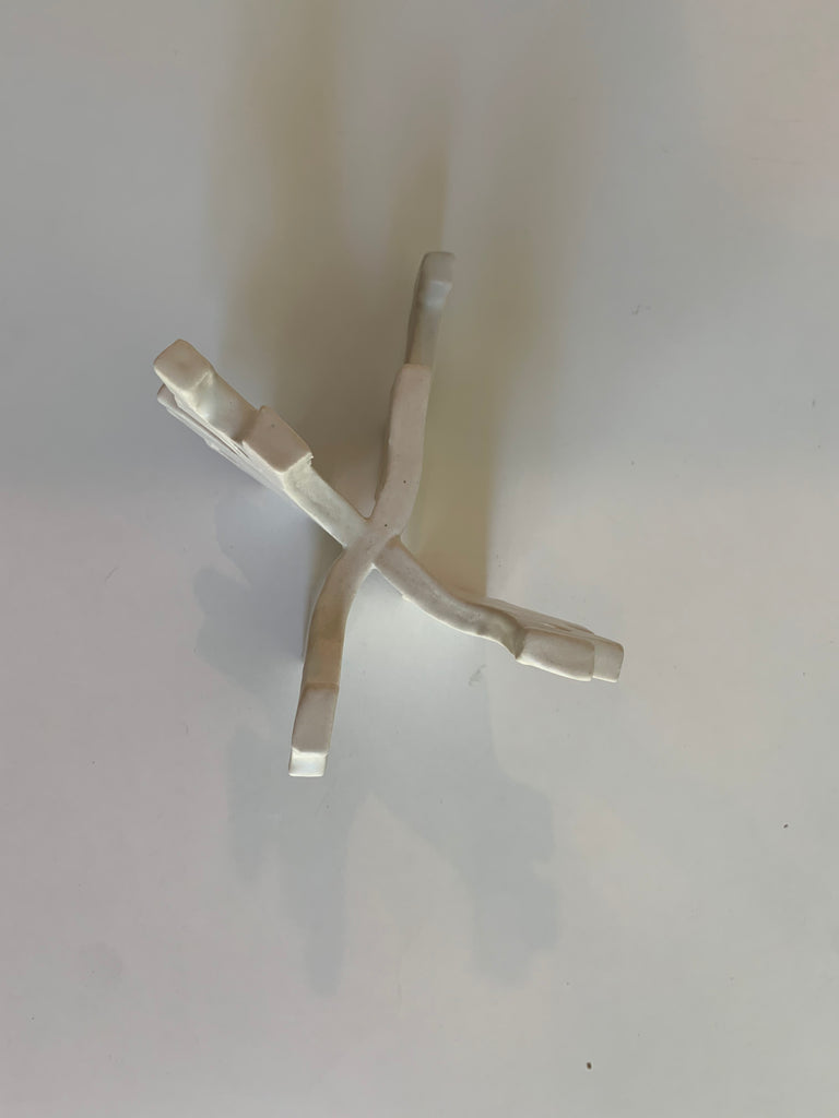 White Glazed Ceramic Abstract Sculpture