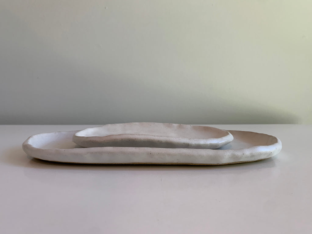 White Oval Tray Set