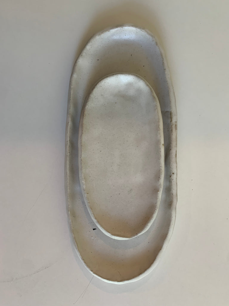 White Oval Tray Set