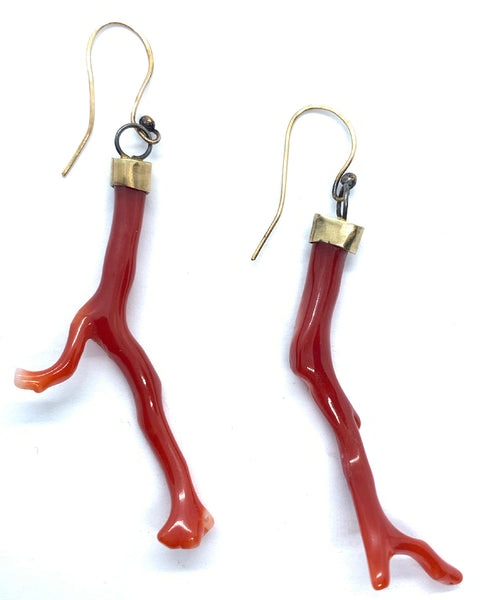 Red Coral & Gold Dangles