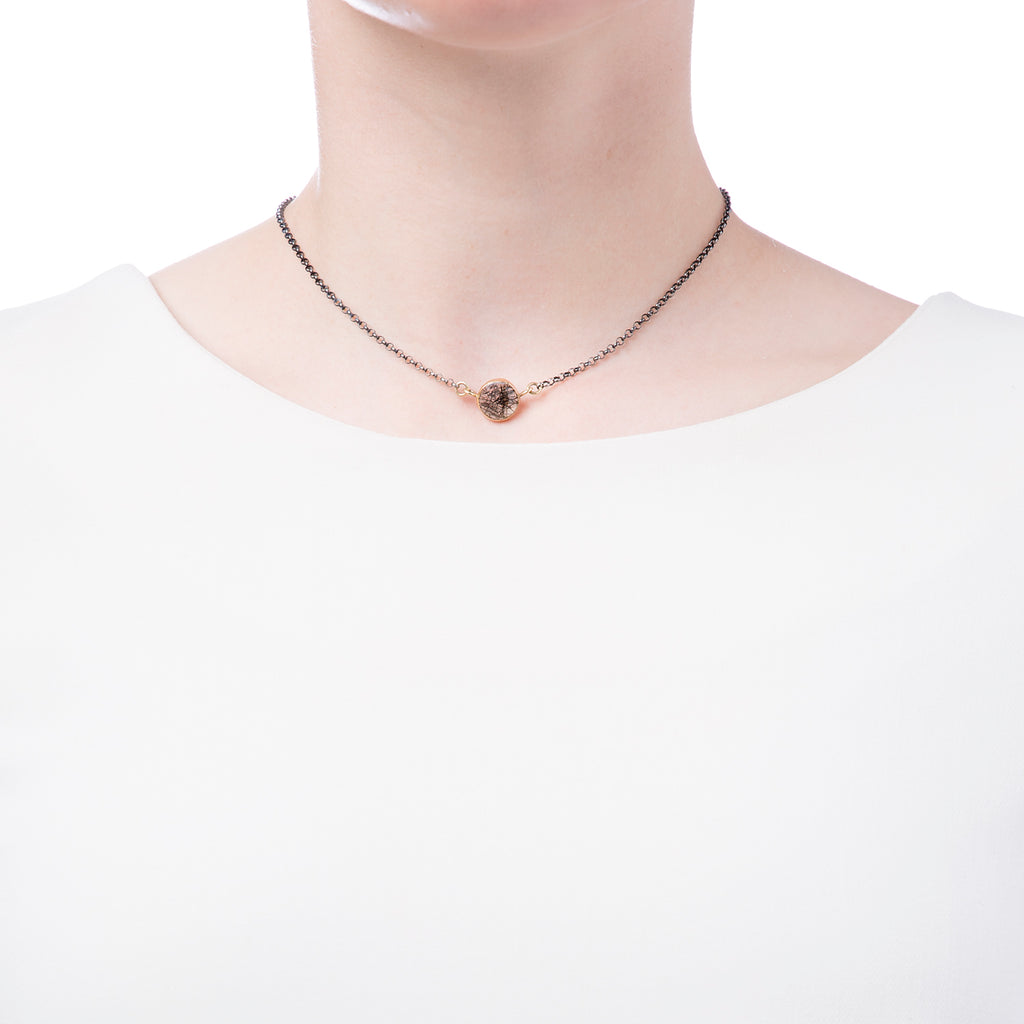 Rutilated Quartz, Gold & Sterling Choker