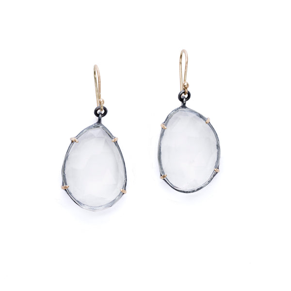 Rose Cut Quartz, Gold & Sterling Dangles