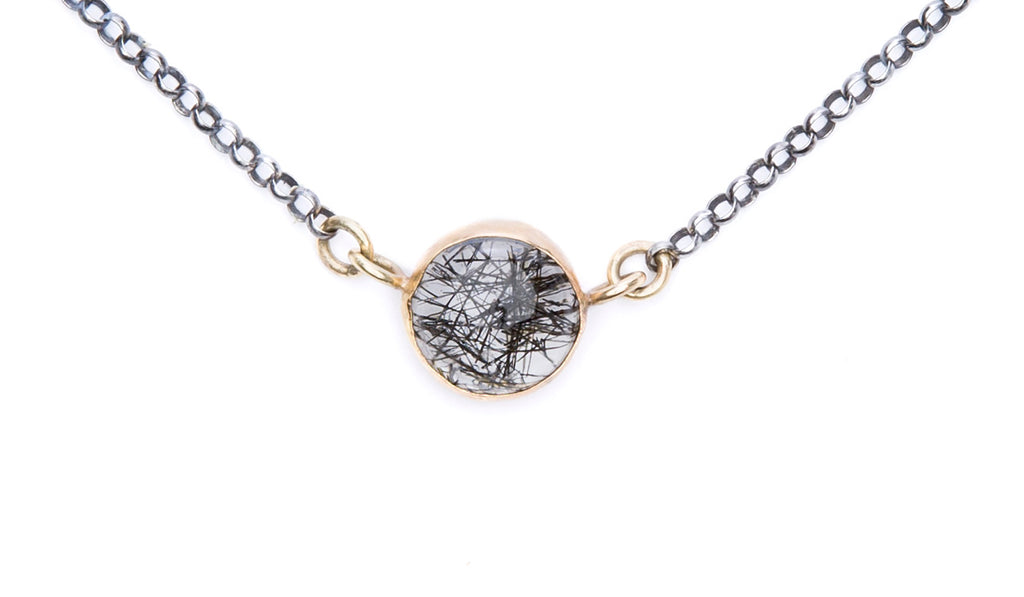 Rutilated Quartz, Gold & Sterling Choker