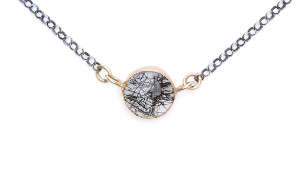 Rutilated Quartz, Gold & Sterling Choker