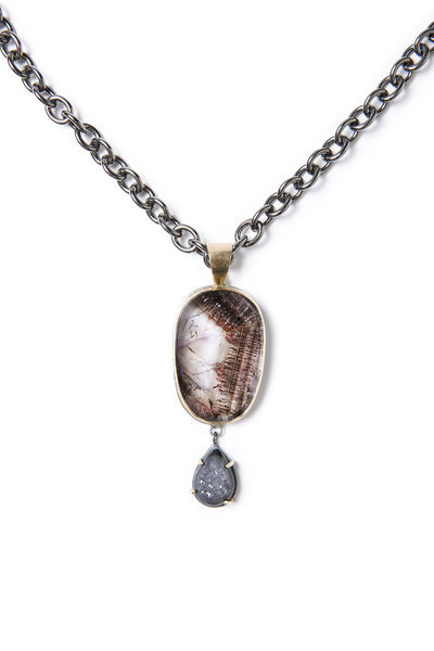 Image of natural druzy and super seven stone necklace