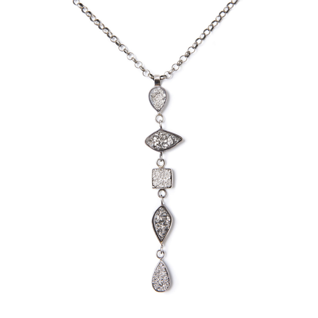 Image of Slant Fine Jewelry's silver vapor druzy & sterling tear drop necklace