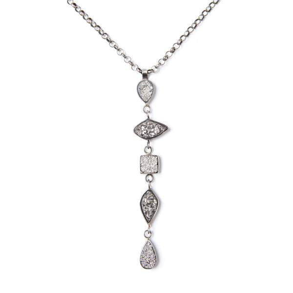 Image of Slant Fine Jewelry's silver vapor druzy & sterling tear drop necklace