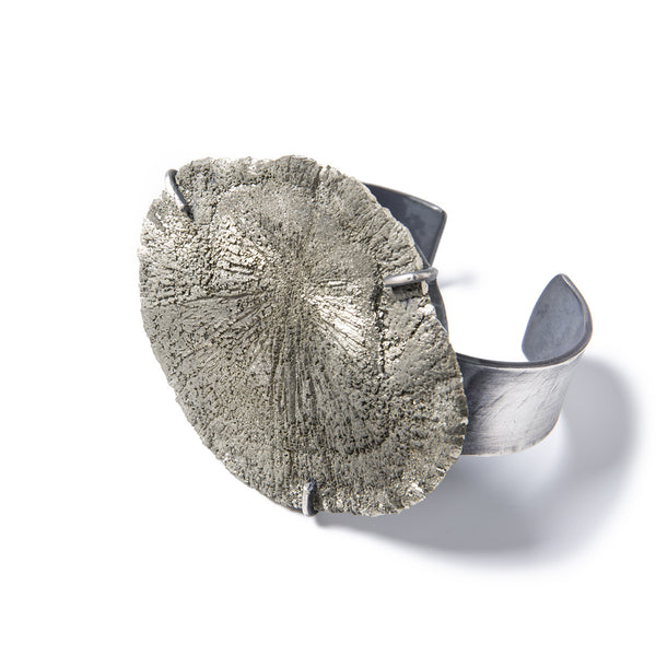 Image of Slant Fine Jewelry's cuff bracelet of sun pyrite